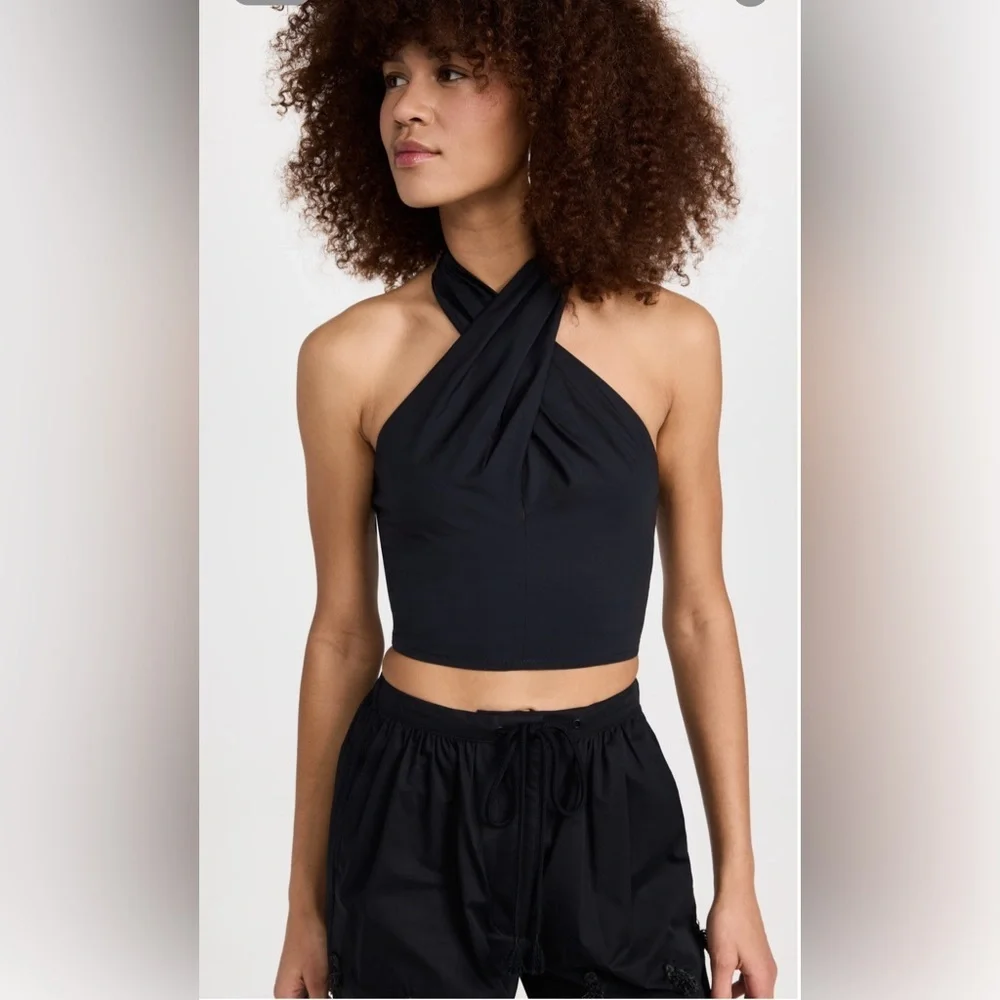 SSENSE NEW  STAUD “Kai” black halter top 2 - Picture 2 of 16